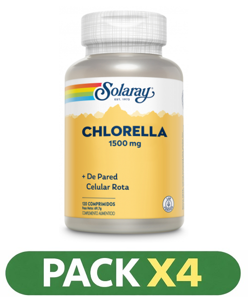 Pack x4 Chlorella 500 mg. - Solaray - 120 comprimidos