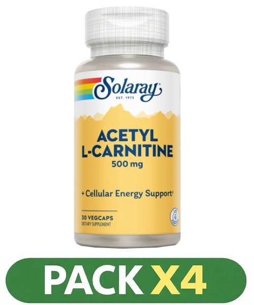 Pack x4 L-Acetyl L-Carnitine 500 mg. - Solaray - 30 cápsulas