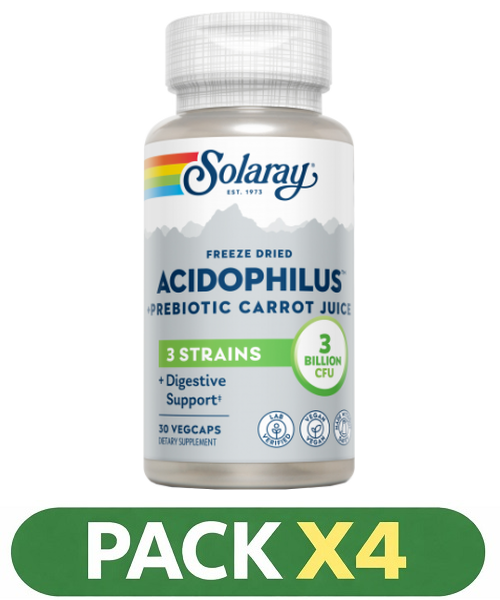 Pack x4 Acidophilus Vegan - Solaray - 30 cápsulas