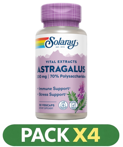 Pack x4 Astragalus Root Extract 200 mg. - Solaray - 30 cápsulas
