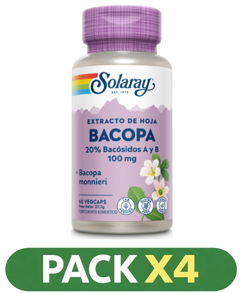 Pack x4 Bacopa 100 mg. - Solaray - 60 cápsulas