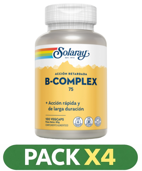 Pack x4 B Complex 75 - Solaray - 100 cápsulas Acción Retardada