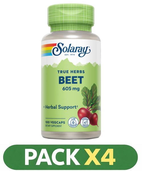 Pack x4 Beet Root (Remolacha) - Solaray - 100 cápsulas