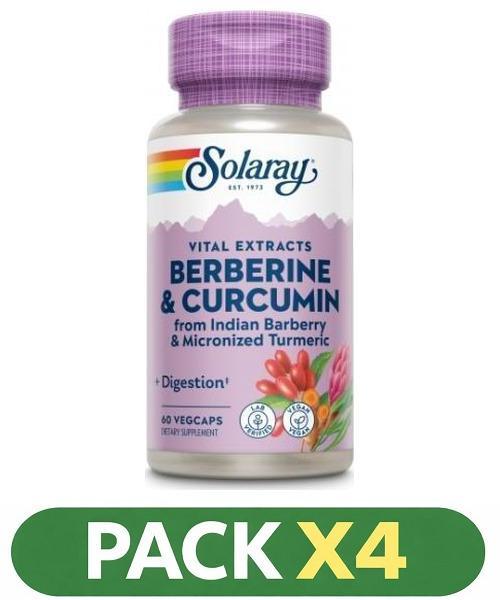 Pack x4 Berberine & Curcumin 600 mg. - Solaray - 60 cápsulas