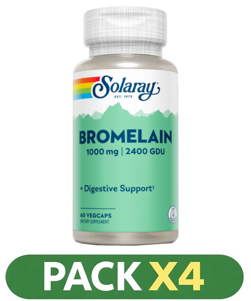 Pack x4 Bromelaina - Solaray - 60 cápsulas