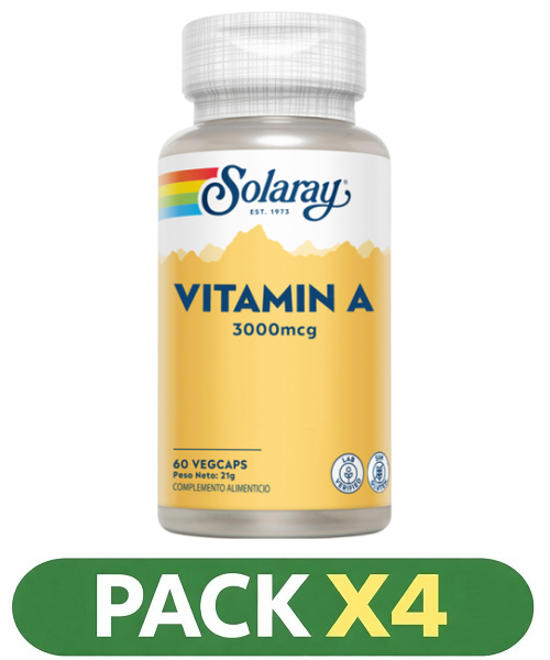 Pack x4 Vitamina A 10,000 ui - Solaray - 60 cápsulas