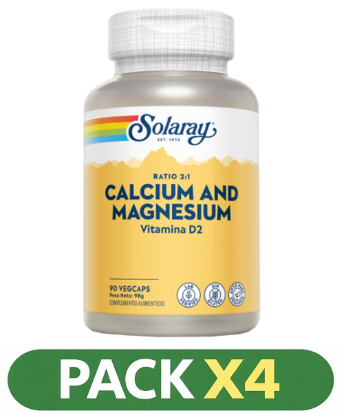 Pack x4 Calcium and Magnesium - Solaray - 90 cápsulas