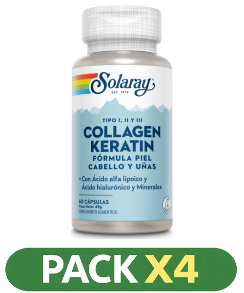 Pack x4 Collagen Keratin - Solaray - 60 Cápsulas