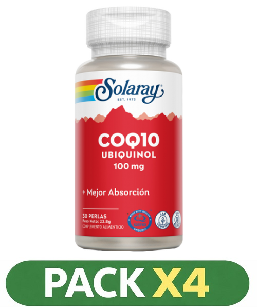 Pack x4 Ubiquinol (Kaneka) Co-Q10 100 mg. - Solaray - 30 perlas