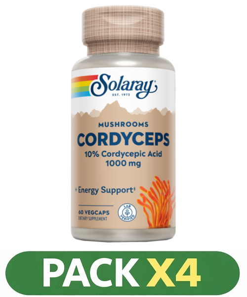 Pack x4 Cordyceps ext. 500 mg. - Solaray - 60 cápsulas