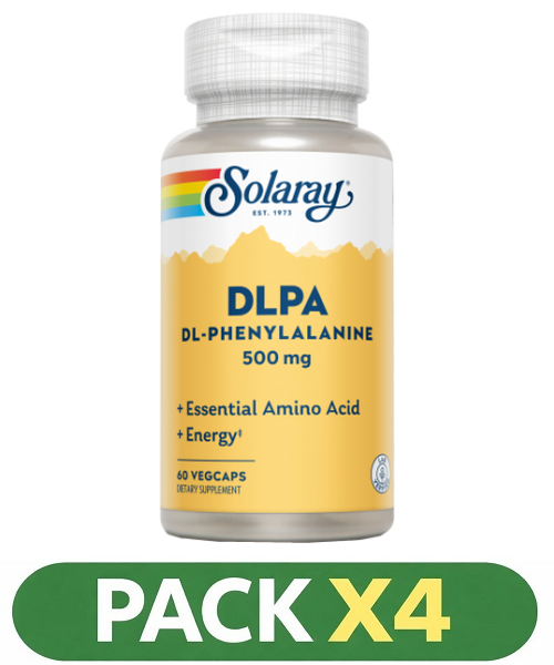 Pack x4 Dlpa Dl-Phenylalanine 500 mg. - Solaray - 60 cápsulas