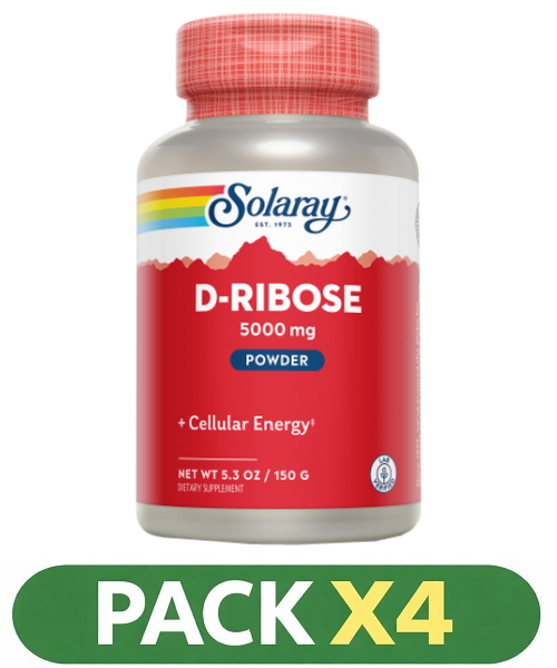 Pack x4 D-Ribose - Solaray - 150 gramos (30 tomas)