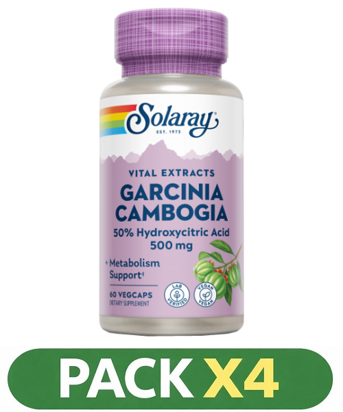 Pack x4 Garcinia Cambogia 500 mg. - Solaray - 60 cápsulas