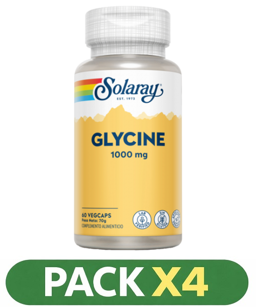 Pack x4 Glycine 1000 mg. - Solaray - 60 cápsulas