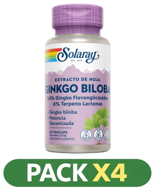 Pack x4 Ginkgo Biloba 60 mg. - Solaray - 60 cápsulas