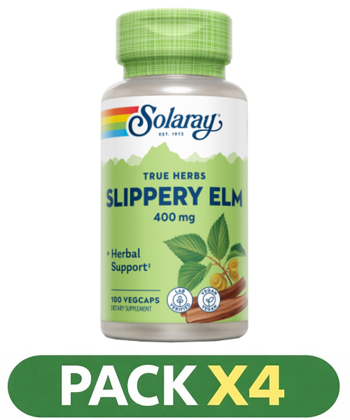 Pack x4 Slippery Elm Bark 400 mg. (Olmo Americano) - Solaray - 100 cápsulas
