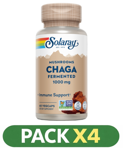 Pack x4 Chaga 500 mg. - Solaray - 60 cápsulas
