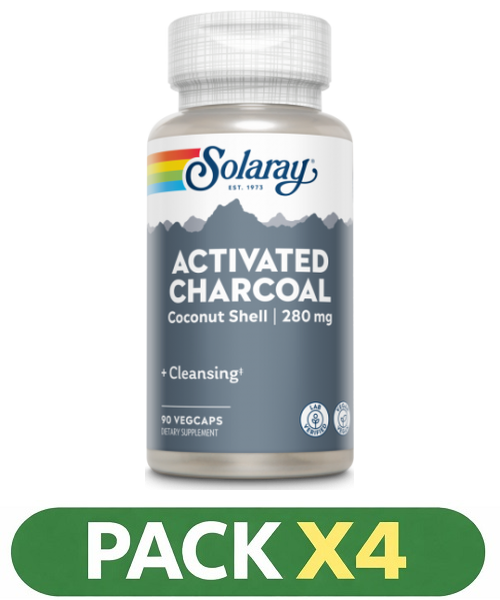 Pack x4 Charcoal Activated - Solaray - 90 cápsulas