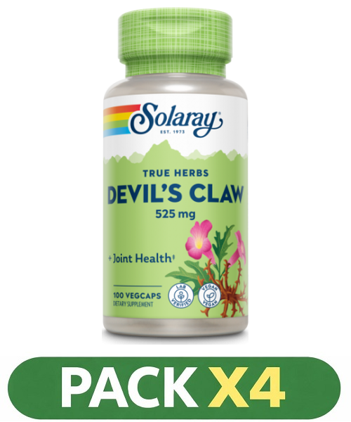 Pack x4 Devil'S Claw Root (Harpagofito) 525 mg. - Solaray - 100 cápsulas