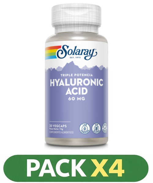 Pack x4 Hyaluronic Acid 60 mg. - Solaray - 30 cápsulas