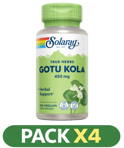 Pack x4 Gotu Kola 450 mg. - Solaray - 100 cápsulas