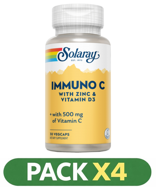 Pack x4 Immuno C (C+D3+Zinc) - Solaray - 30 cápsulas
