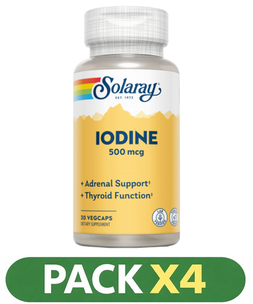 Pack x4 Iodine 500 mcg. - Solaray - 30 cápsulas