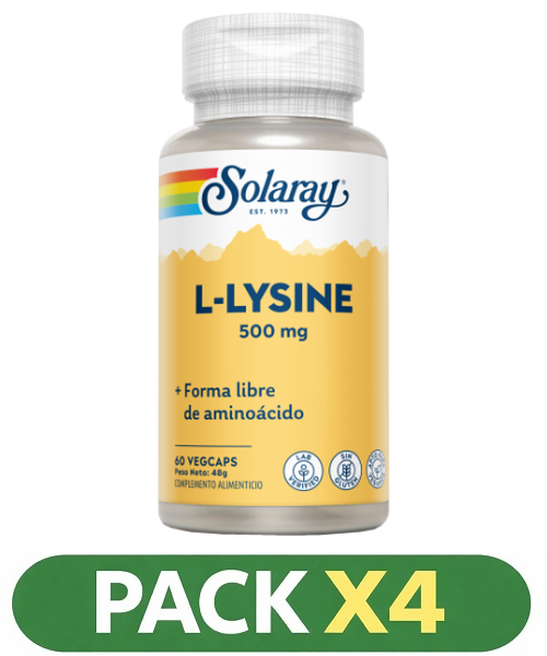 Pack x4 L-Lysine 500 mg. - Solaray - 60 cápsulas