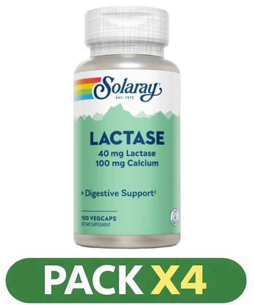 Pack x4 Lactase 40 mg. 4000 FCC - Solaray - 100 cápsulas