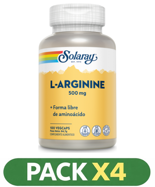 Pack x4 L-Arginine 500 mg. - Solaray - 100 cápsulas