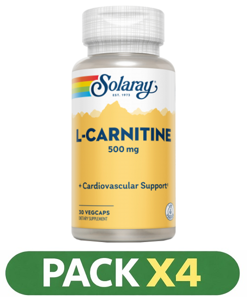Pack x4 L-Carnitine 500 mg. - Solaray - 30 cápsulas