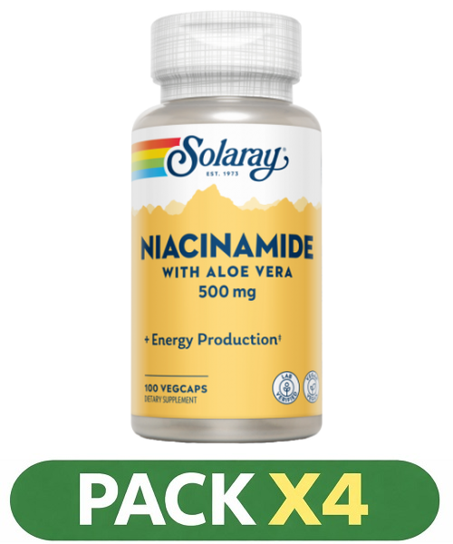 Pack x4 Niacinamide 500 mg. - Solaray - 100 cápsulas