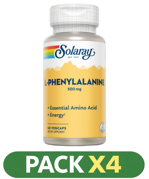 Pack x4 L-Phenylalanine 500 mg. - Solaray - 60 cápsulas