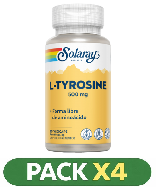 Pack x4 L-Tyrosina 500 mg. - Solaray - 50 cápsulas