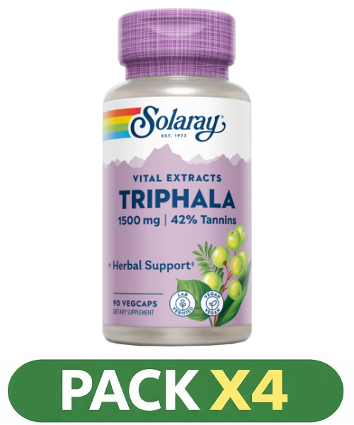 Pack x4 Triphala 500 mg. - Solaray - 90 cápsulas