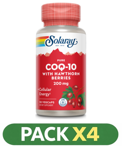 Pack x4 Pure CoQ10 200 mg. - Solaray - 30 cápsulas