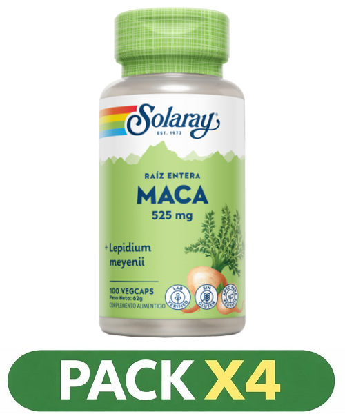 Pack x4 Maca 525 mg. - Solaray - 100 cápsulas