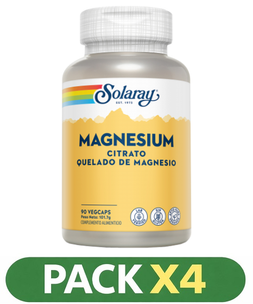 Pack x4 Magnesium Citrate - Solaray - 90 cápsulas