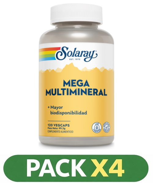 Pack x4 Mega Multi Mineral - Solaray - 120 cápsulas