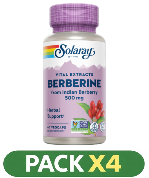 Pack x4 Super Berberine 500 mg. - Solaray - 60 cápsulas