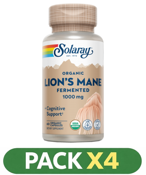 Pack x4 Melena de Leon (Lion'S Mane) 500 mg. - Solaray - 60 cápsulas
