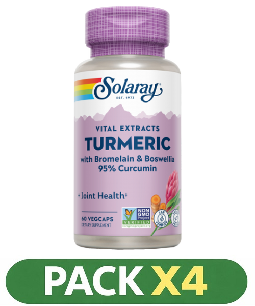 Pack x4 Turmeric (Bromelain & Boswellia) - Solaray - 60 cápsulas