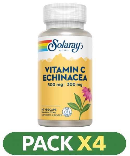 Pack x4 Vitamin C ( 500 mg.) & Echinacea ( 300 mg.) - Solaray - 60 cápsulas