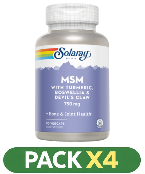 Pack x4 MSM W/Turmeric, Boswellia & Devil'S Claw - Solaray - 90 cápsulas