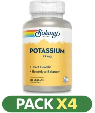 Pack x4 Big Potassium Citrate 99 mg. - Solaray - 200 cápsulas