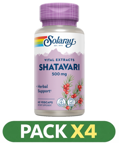 Pack x4 Shatavari 500 mg. - Solaray - 60 cápsulas
