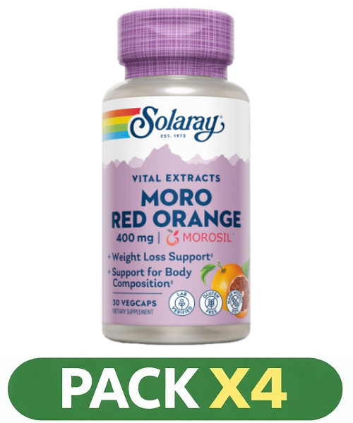 Pack x4 Moro Red Orange 400 mg. Morosil - Solaray - 30 cápsulas