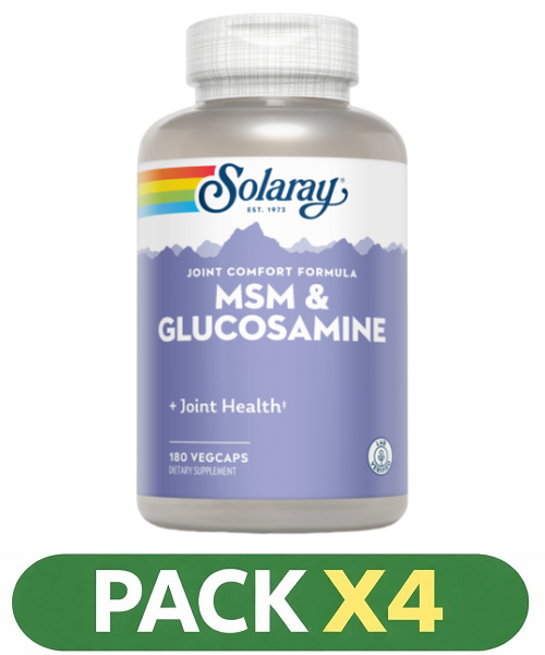 Pack x4 MSM & Glucosamine - Solaray - 180 cápsulas