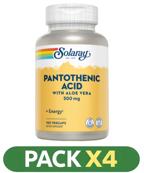 Pack x4 Pantothenic Acid 500 mg. - Solaray - 100 cápsulas