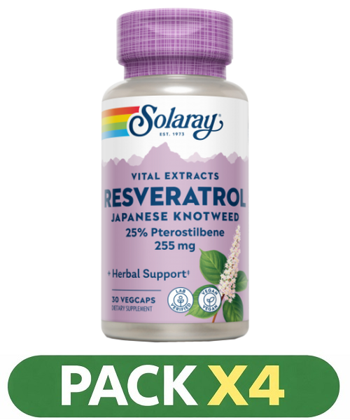 Pack x4 Super Resveratrol 250 mg. - Solaray - 30 cápsulas
